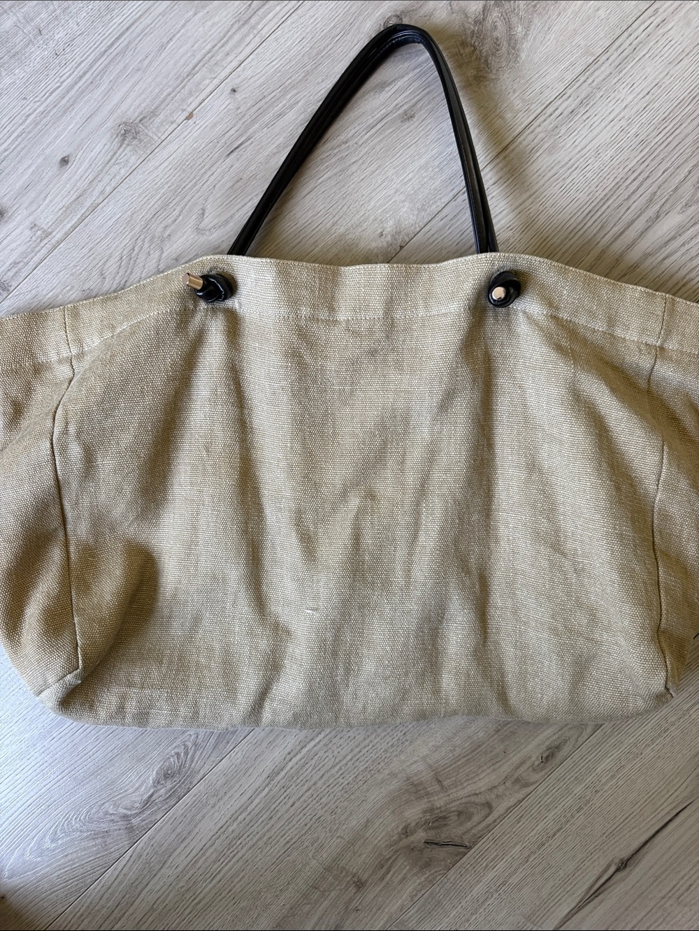 Anine Bing Natural Canvas Tote with Black Logo - Picture 5 of 10